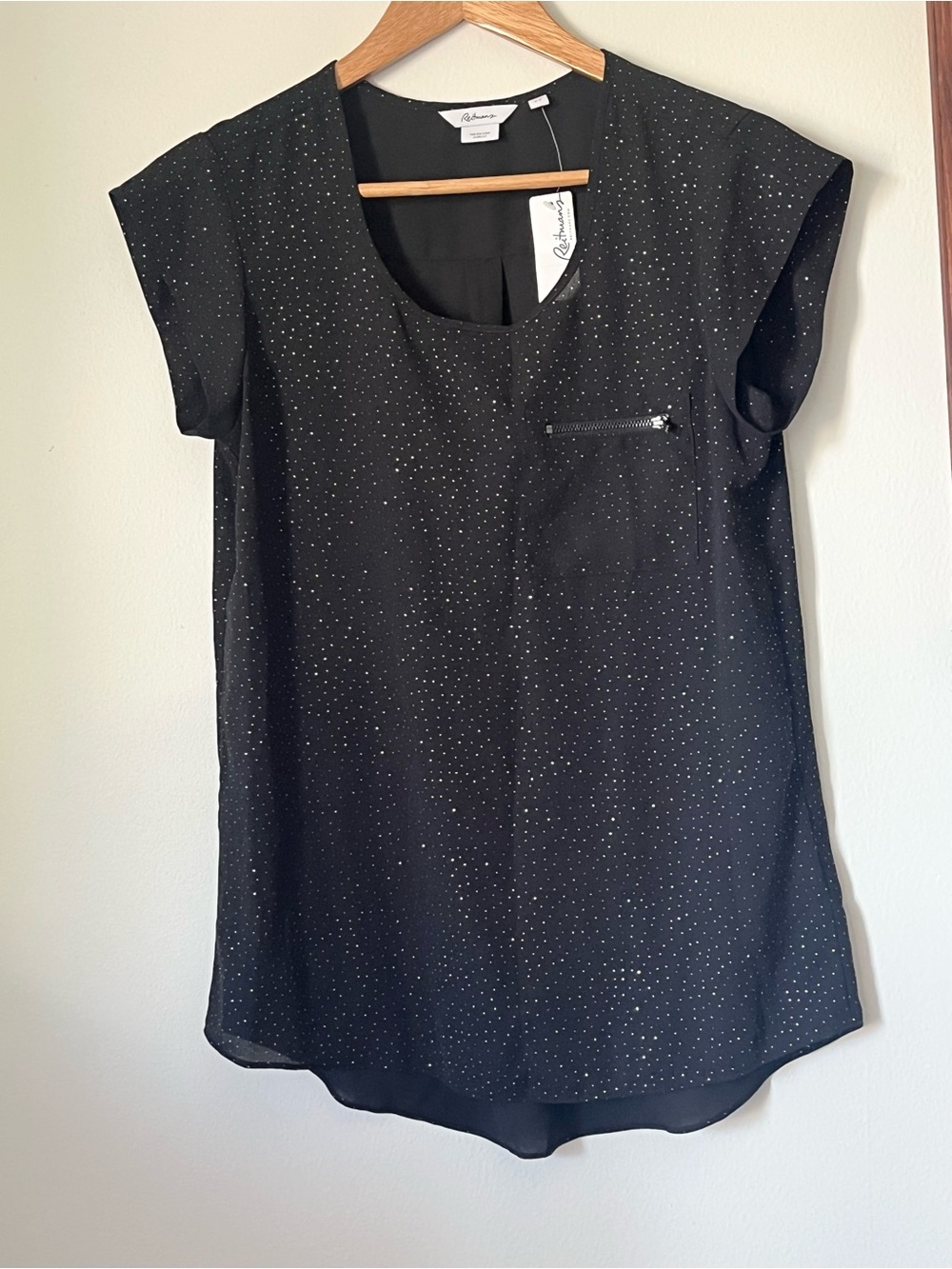 Reitmans Black Blouse with Silver work- Small PTP 18.5 inch